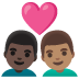 👨🏿‍❤️‍👨🏽 couple with heart: man, man, dark skin tone, medium skin tone display on Google